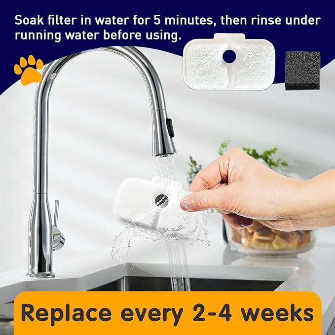 16-Pack Cat Water Fountain Filter Replacement for Petlibro - Pre-Filter Sponges Compatible with PLWF105, PLWF115, PLWF005-8 Months Set of Replacement Filters for Ultra Quiet Pet Water Fountain