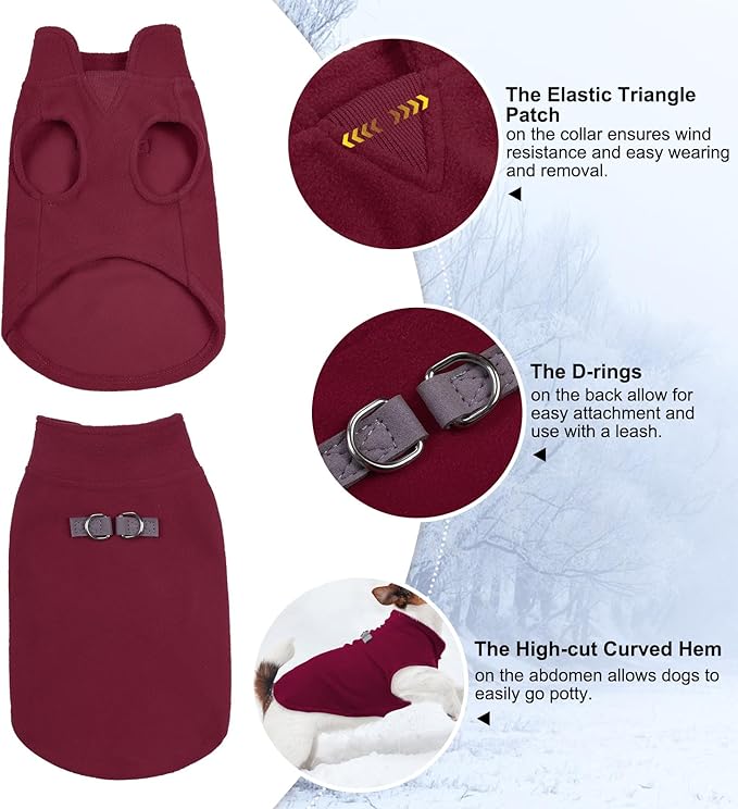 BEAUTYZOO Dog Fleece Vest Sweater Winter Jacket for Small and Medium Dogs with D-Ring Leash Cold Weather Coat Hoodie for XS S M Dogs Boy or Girls