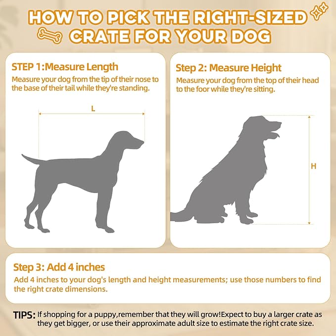 42" Large Dog Crate Furniture, Double Door Wooden Indoor Dog Kennel Furniture, Decorative Pet Cage End Table with Wheels for Large Breed Dogs, Size XL, Rustic Brown