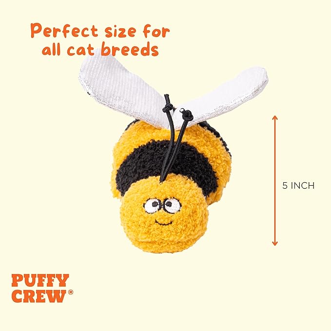 Interactive Catnip Cat Plush Toy, Insect Theme, 5'', for All Breed Size Cats (Bee)