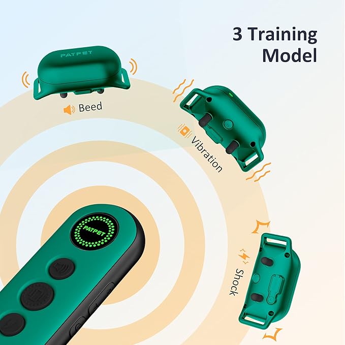 PATPET Dog Training Collar with Remote - Electric Dog Shock Collar for Small Medium Large Dogs - 3 Adjustable Safe Modes, Rechargeable Waterproof E Collar for Dogs (8-120 lbs)