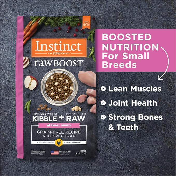 Instinct Raw Boost Small Breed, Natural Dry Dog Food with Freeze Dried Pieces, High Protein, Grain Free Recipe - Real Chicken, 3.5 lb. Bag