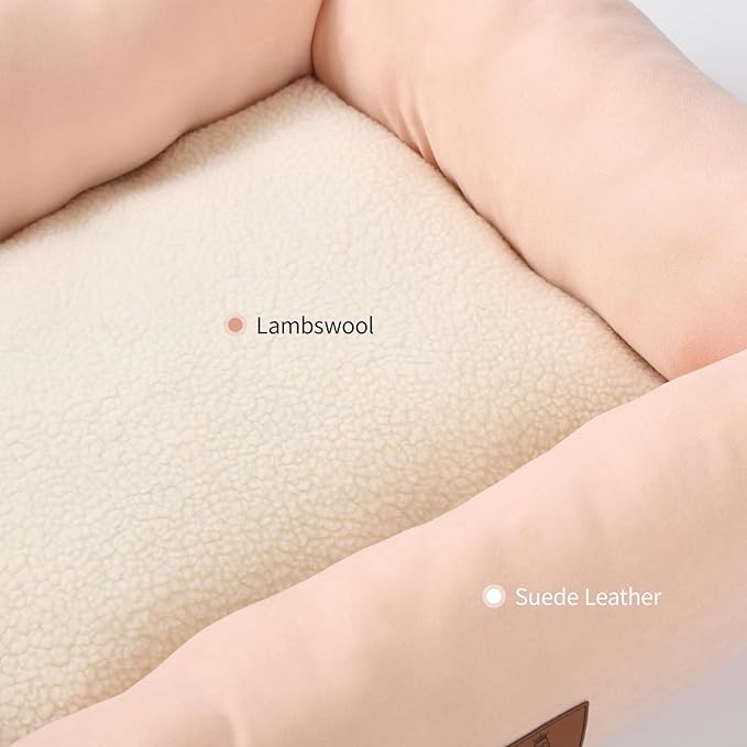 25In Dog Bed for Small Medium Sized Dogs - Washable Rectangle Puppy Bed for Indoor Outdoor, Cozy Pet Bed with Support Pillow & Non-Slip Bottom(Pink, Medium)