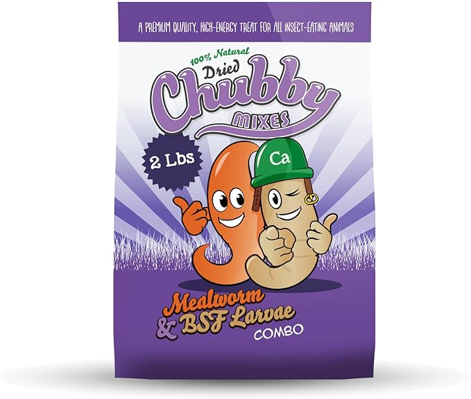 2lb Chubby Mix Mealworm & Black Soldier Fly Larvae Combo. Non-GMO Dried Insects for Chickens – High Protein Chicken Feed Meal Worms for Wild Birds & Chicken Treats for Laying Hens