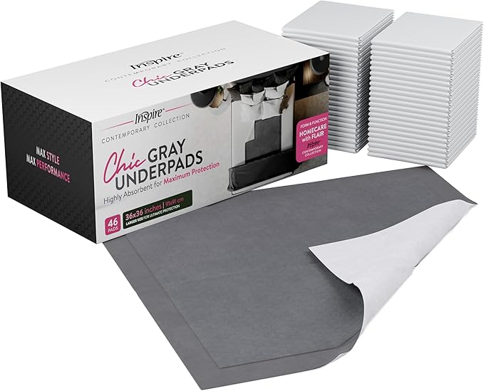 Inspire XL 36 x 36 Ultra Underpads Incontinence Bed Pads | Contemporary Modern Design | Hospital Bed Pads Disposable Adult Extra Large Chux Pads | Chucks Pads Disposable Adult | Medical Bed Linens.