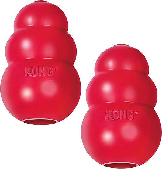 KONG Classic Stuffable Dog Toy - Fetch & Chew Toy for Dogs - Treat-Filling Capabilities & Erratic Bounce for Extended Play Time - Durable Natural Rubber Material - for Medium Dogs (Pack of 2)