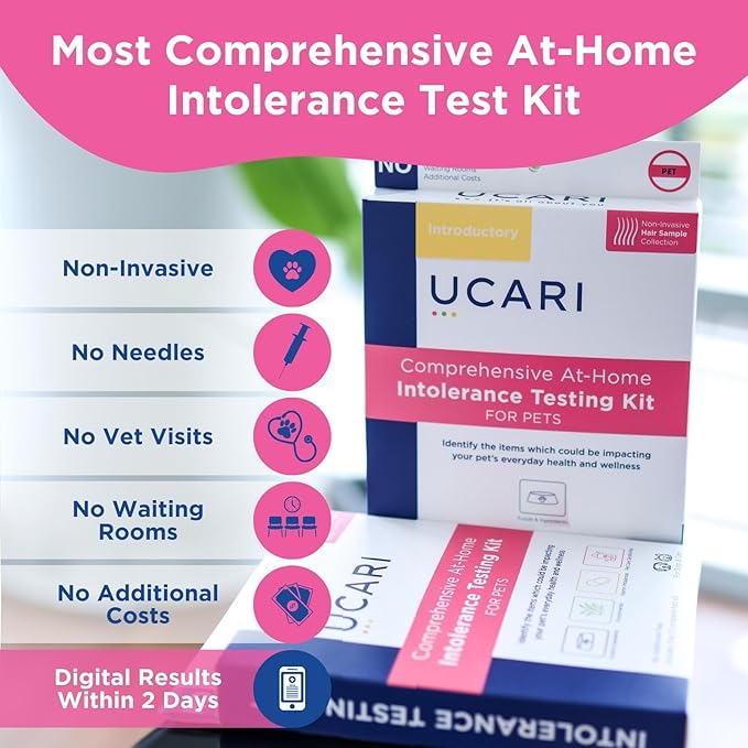 UCARI Pet Sensitivity Test | Screens for 350+ Intolerances | Food & Ingredients Analysis | Painless Home Test Hair Sample Method | Results in 48 Hours | Cats & Dogs