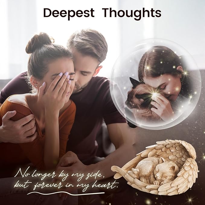 Cat Memorial Stone for Outdoor, Pet Memorial Stones for Cats with Personalized Engraving, Weather-Resistant Garden Stone for Backyard & Memorial Garden to Forever Loved Cats (Light Brown)