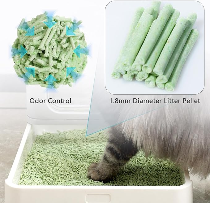 Tofu Cat Litter - Strong Clumping, Ultra Absorbent, Odor Control, Flushable, Low Tracking, Low Dust Tofu Litter Pellets 3 Packs/18LB (Green Tea)