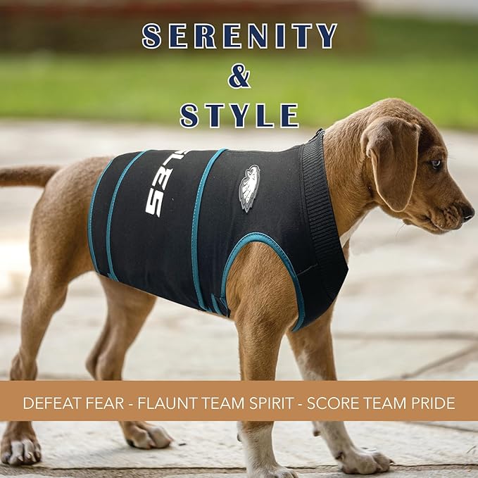 NFL Philadelphia Eagles Dog Anxiety Shirt Calming Soothing Solution Vest for Dogs/Cats with Anxiety, Fears, Fireworks, Loud Noises, Dark, Lonely Keeps Dogs Calm Feeling Safe, Relaxing Jacket, Large