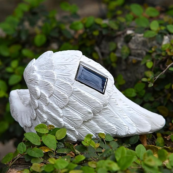 Angel Cat Memorial Statue with Solar Light Forever in Our Hearts Resin Pet Memorial Figurine Comforting Cat Angel Statue for Garden/Yard/Home | Solar Powered Night Light Gift for Pet Loss