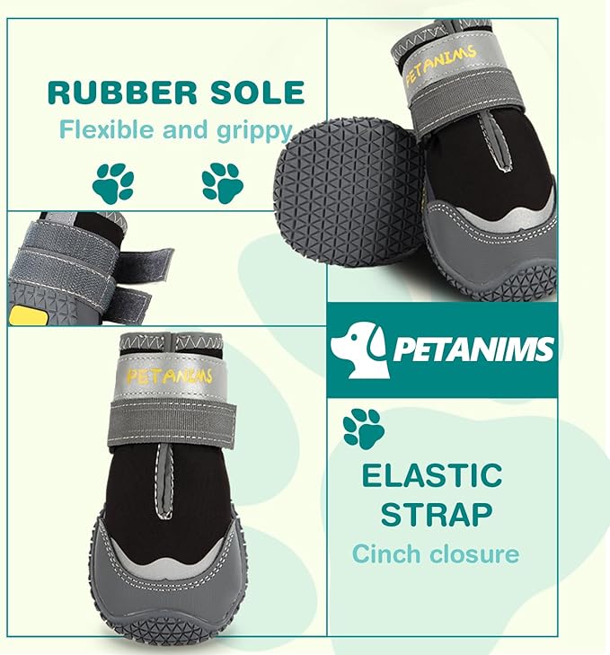 Dog Shoes for Large Dogs, Medium Dog Boots & Paw Protectors for Winter Snow, Waterproof Dog Booties for Hot Pavement, Hardwood Floors, for Rainy Black Size 3