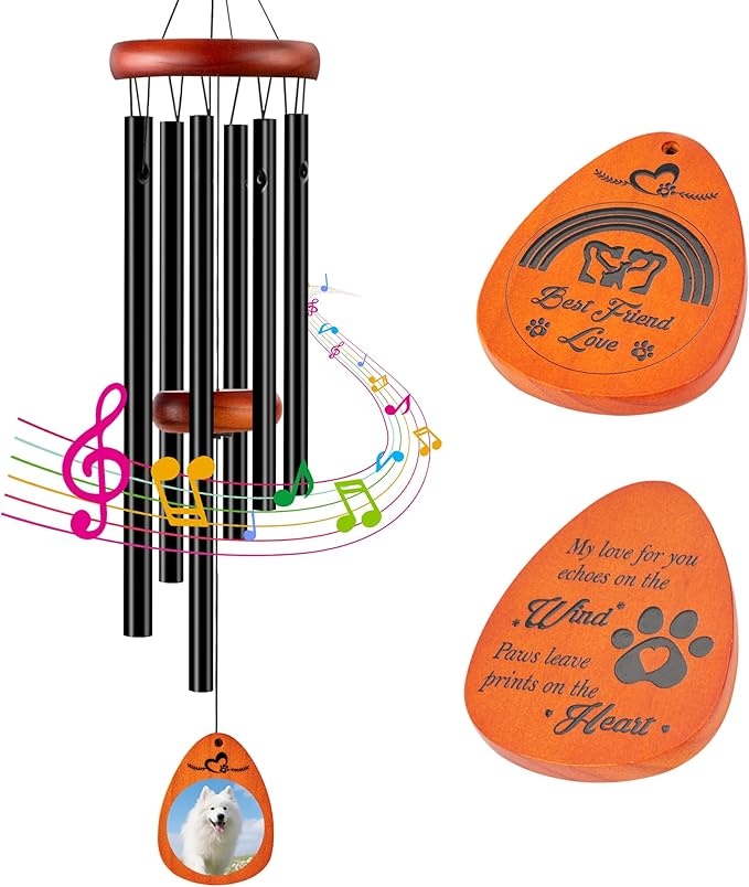 Homrich Pet Memorial Gifts for Dogs, 28" Dog Memorial Gifts for Loss of Dog, Memorial Wind Chimes, Pet Loss Sympathy Bereavement Gift Wind Chimes for Outside