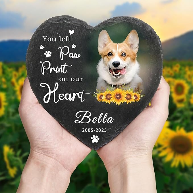 Dog Memorial Gifts for Loss of Dog Cat,Personalized Pet Memorial Stone with Photo Name,Custom Pet Remembrance Gifts,Cat Memorial Sympathy Gift,Dog Passing Away Gifts,Memorial Plaques for Dogs