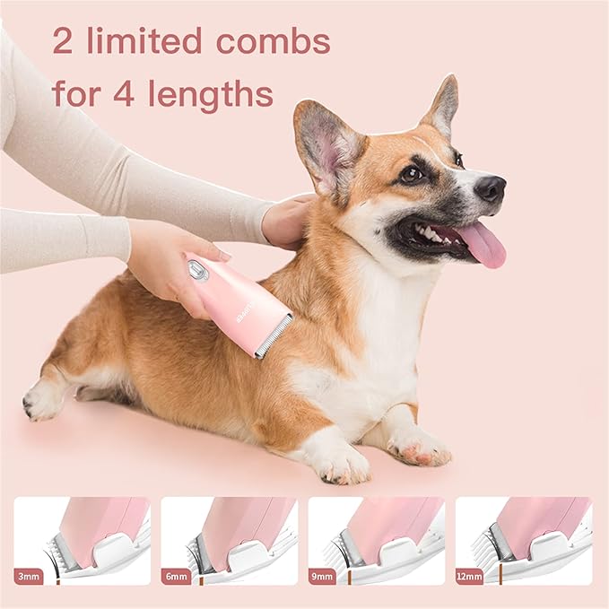 Dog Cat Home Hair Clipper Portable Electric Pet Grooming Kits,Pink,TS006