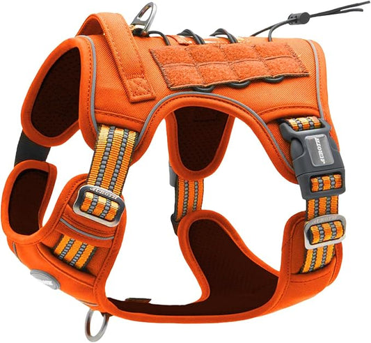 AUROTH Tactical Dog Harness for Large Dogs No Pull Adjustable Pet Harness Reflective K9 Working Training Easy Control Pet Vest Military Service Dog Harnesses Orange S