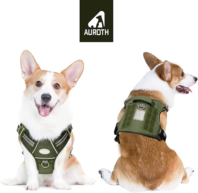AUROTH Tactical Dog Harness for Large Dogs No Pull Adjustable Pet Harness Reflective K9 Working Training Easy Control Pet Vest Military Service Dog Harnesses