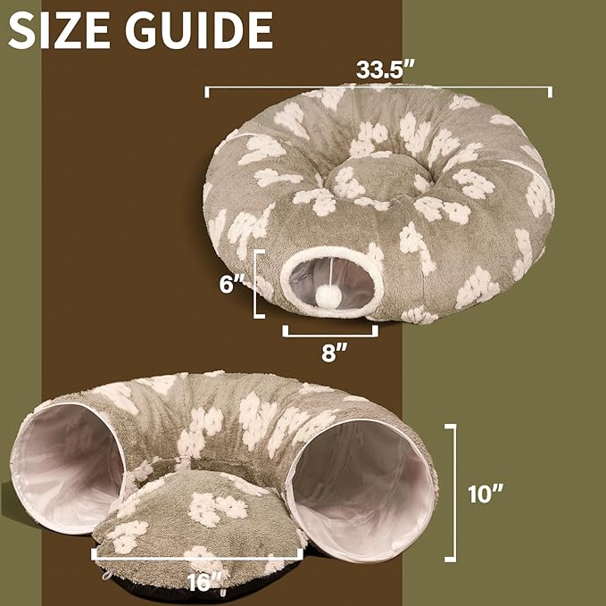 Pesen Cat Tunnel Bed with Soft Cushion, Cat Toys for Indoor Cats Enhance Bonding Between Pets and Owners, Encourage Exploration, and Satisfy Natural Instincts for Kittens, Dogs, and Rabbits