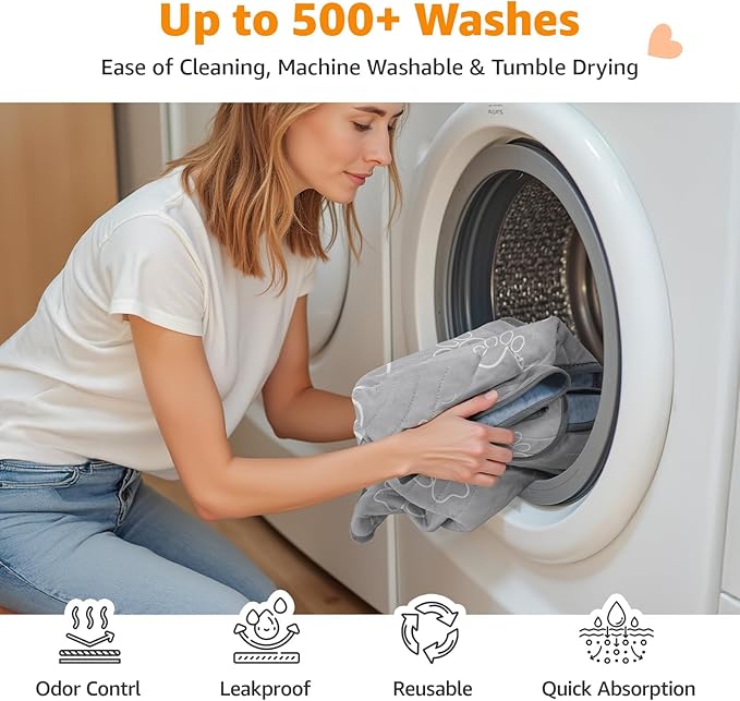 Washable Pee Pads for Dogs Reusable: 2 Pack Waterproof Puppy Pads Absorbent Training Pad - Non-Slip Puppy Whelping Mats for Grate, Floor, Housebreak, Couch 36"x41"