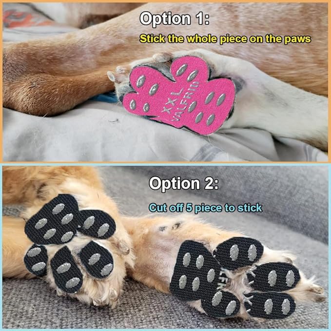 ‌VALFRID Dog Paw Protector Pads,15 Sets-60 Pads Anti-Slip Grips for Hardwood Floors,Best for Hot Pavement,Strong Self-Adhesive Traction Stickers for Senior Dog Essentials Black XL