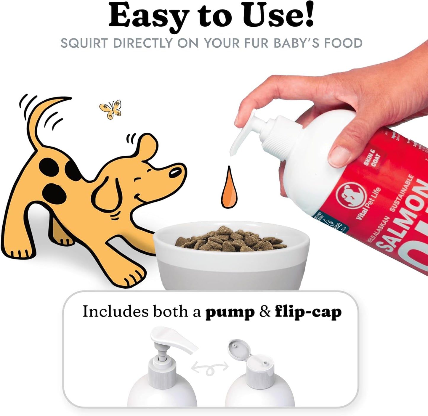 Salmon Oil for Dogs & Cats - Healthy Skin & Coat, Fish Oil, Omega 3 EPA DHA, Liquid Food Supplement for Pets, All Natural, Supports Joint & Bone Health, Natural Allergy & Inflammation Defense, 32 oz