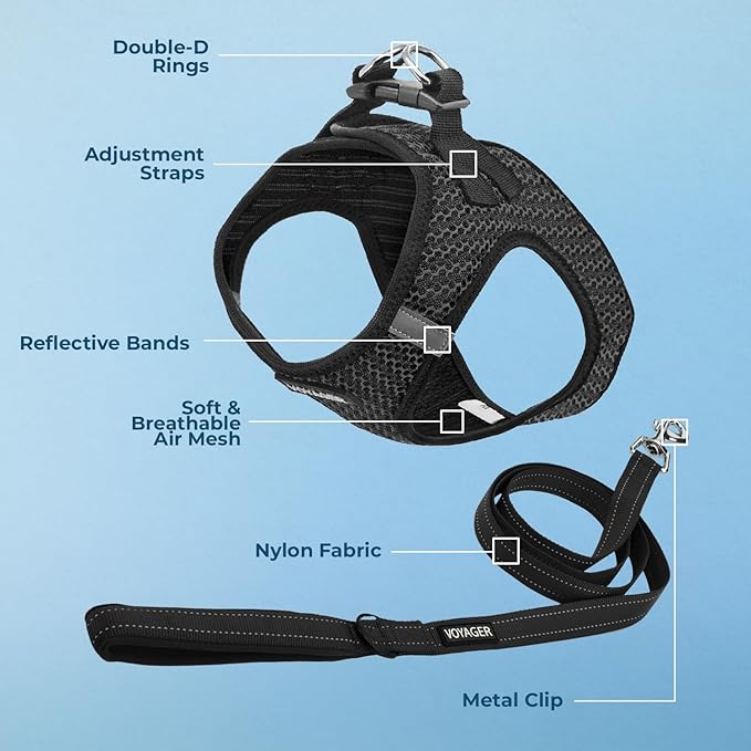 Voyager Step-in Air All Weather Mesh Harness and Reflective Dog 5 ft Leash Combo with Neoprene Handle, for Small, Medium and Large Breed Puppies by Best Pet Supplies - Gray (2-Tone), XL