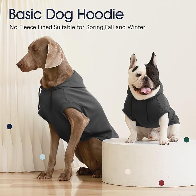 IECOii Dog Hoodie Medium Size Dog, Medium Dogs Sweater with Hood, Soft Pullover Hooded Sweatshirt for Dogs Boy and Girl Indoor & Outdoor, Machine Washable, Grey, Large (No Fleece Lined)
