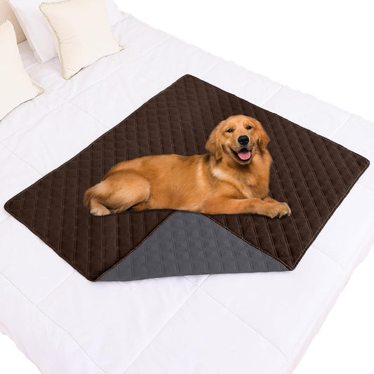 Smiry Waterproof Dog Bed Cover Pet Blanket, Soft Washable Dog Blanket for Furniture Bed Couch Sofa Reversible, Checkered (40"x50", Chocolate/Dark Grey)