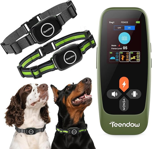 T800 Pro Wireless Dog Fence for 2 Dogs Zero Delay Response Electric Fence for 2 Dogs, Perimeter Pet Collar with Training & Bark Control, Safety-Lock HD Display Rechargeable Waterproof Portable