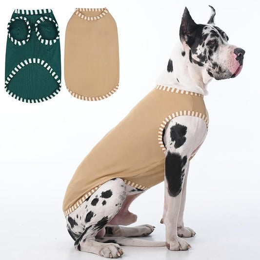 IECOii 2Pack Dog T-Shirts for Large Dogs | Breathable & Lightweight Fabric, Easy-On Design for Doberman, Machine Washable, Khaki+Green, 4XL