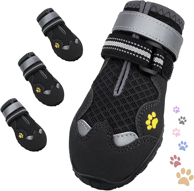 Dog Shoes for Large Medium Small Dog, Mesh Breathable Dog Shoes for Hot Pavement, Anti-Slip Dogs Boots Paw Protectors with Reflective for Outdoor Walking Indoor Hardfloors (Size 3)