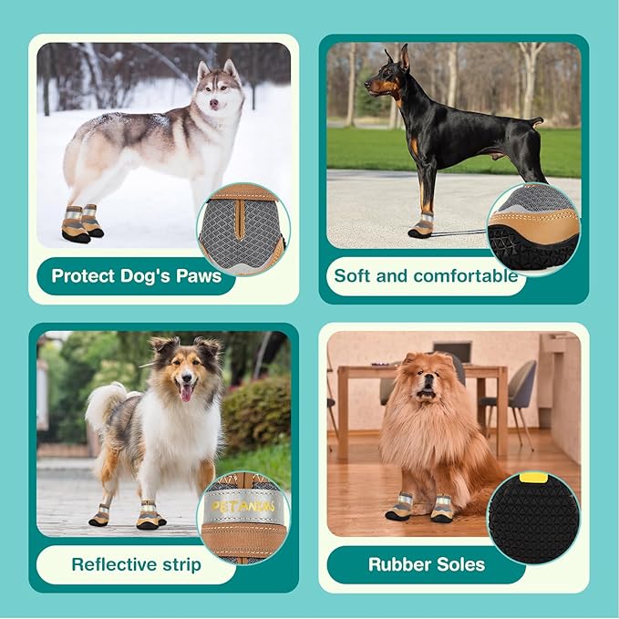 Dog Shoes for Large Dogs, Medium Dog Boots & Paw Protectors for Winter Snow, Breathable Dog Booties for Hot Pavement, Hardwood Floors Gray Size 5