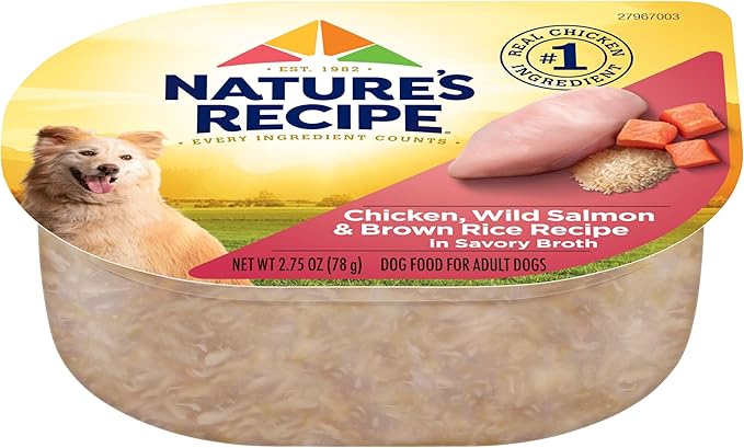 Nature's Recipe Wet Dog Food, Chicken & Wild Salmon in Broth Recipe, 2.75 Ounce Cup (Pack of 12)