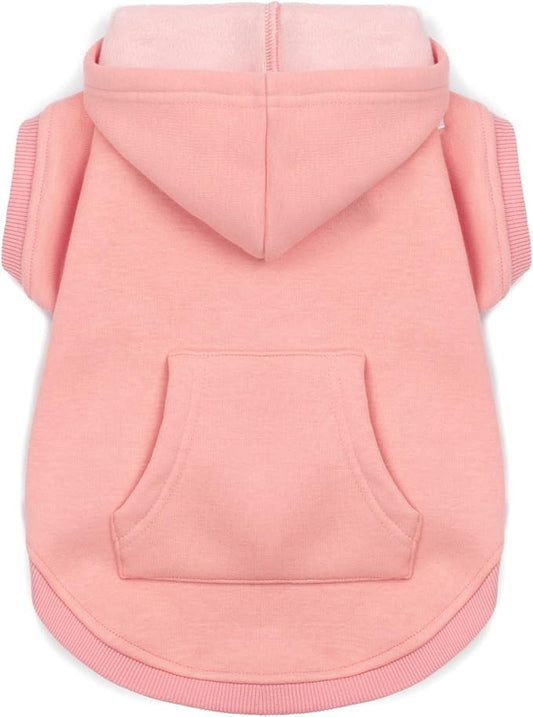 Koneseve Dog Hoodie - Fleece Warm Sweater with Pocket, Soft Clothes for Daily Wear, Basic Hooded Sweatshirts, Winter Coat Clothing, Comfort Tee Shirt Fit for All Breeds Pet - Pink - M