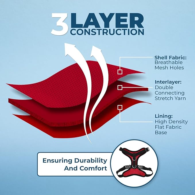 Voyager Step-in Lock Adjustable Cat Harness w. Cat Leash Combo Set with Neoprene Handle 5ft - Supports Small, Medium and Large Breed Cats by Best Pet Supplies - Red/Black Trim, XXS