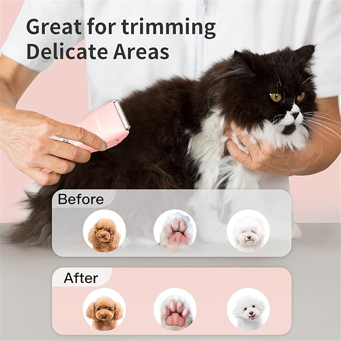 Dog Cat Home Hair Clipper Portable Electric Pet Grooming Kits,Pink,TS006
