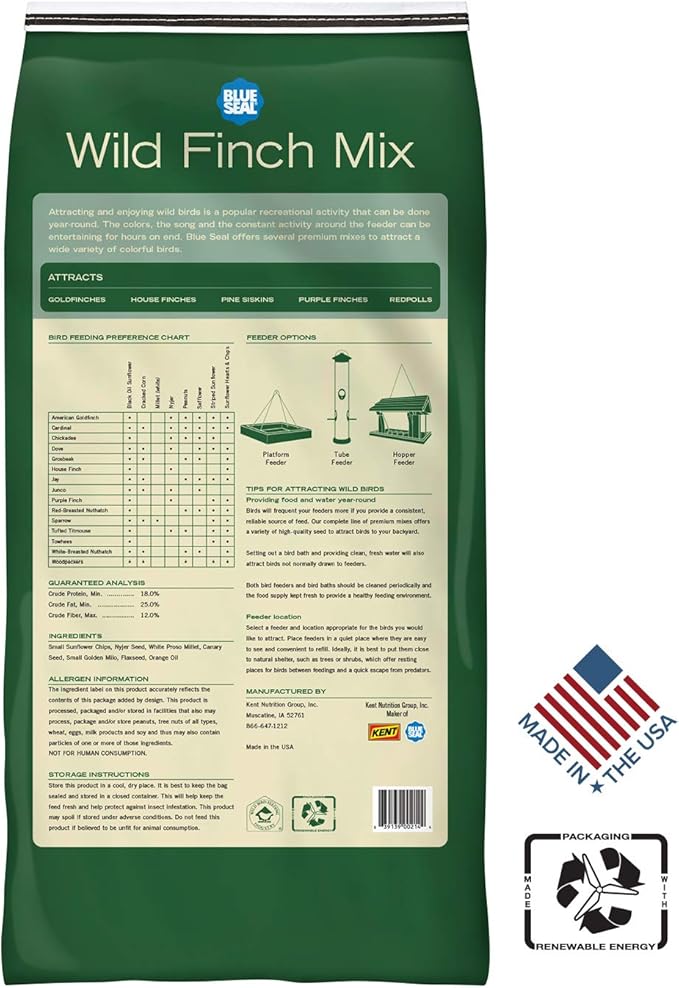 Blue Seal Premium Finch Mix Wild Bird Seed - Specialty Blend to Attract Finches - 8lb Bag