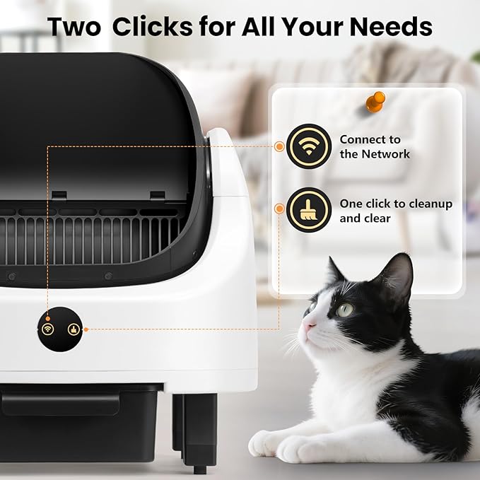 Self Cleaning Litter Box,Open Top Design Automatic Cat Litter Box Self Cleaning for Multiple Cats with App Control Safety Protection,Black