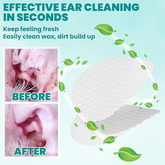 Ear Cleaner Wipes 120 Counts, Dog Ear Cleaner, Grooming Kit Care for Dogs and Cats, Soft & Easy Otic Cleaning Pads, Remove Wax, Dirt & Stop Smelly, Itchy, Non-Irritating, Unscented