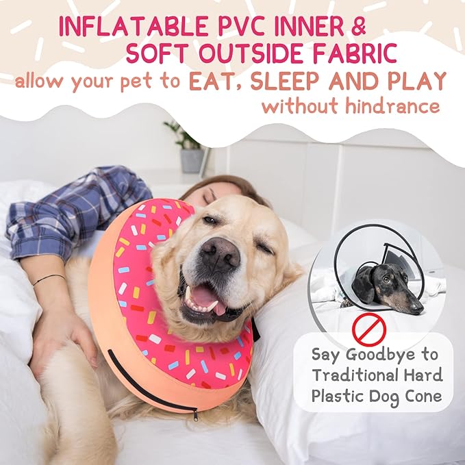 Supet Inflatable Dog Cone Collar Alternative After Surgery, Dog Neck Donut Collar Recovery E Collar for Neuter, Soft Pet Cone for Small Medium Large Dogs