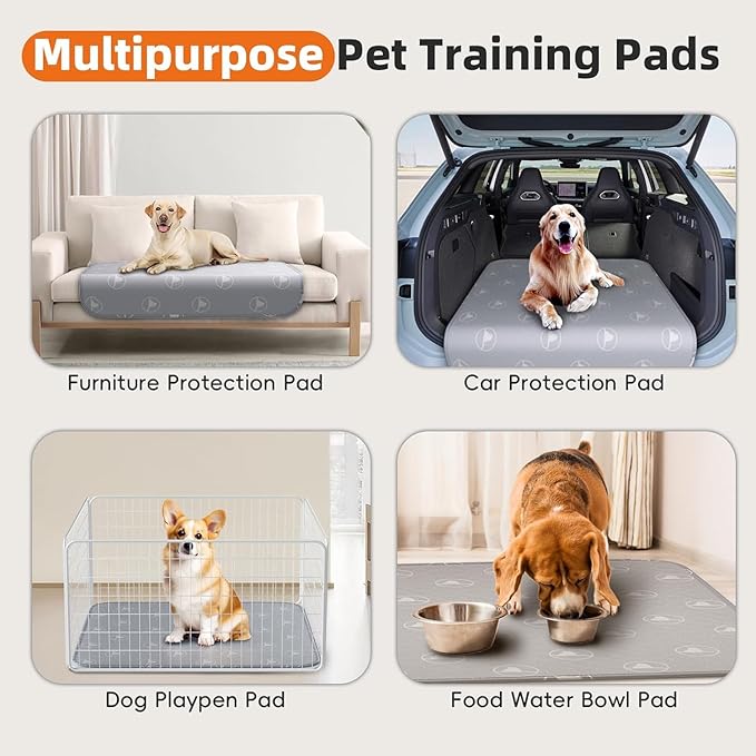 PJYucien Washable Pee Pads for Dogs 2 Pack, 36" x 36" Reusable Pee Pads for Dogs, Leak-Proof Pet Training Pads, Puppy Pads for Non-Slip, Designed for Dog Pen, Whelping Pad, Potty Training (Grey)