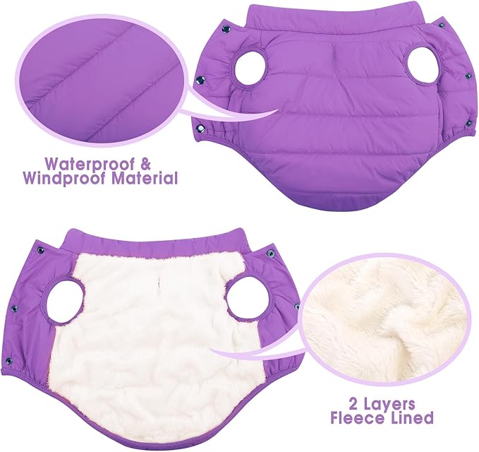 ASENKU Dog Winter Coat - Waterproof Windproof Dog Jacket, Warm Snowproof Doggie Puffer Vest for Cold Weather, Lightweight Snow Coats for Small Medium Large Dogs (Purple, 3XL)