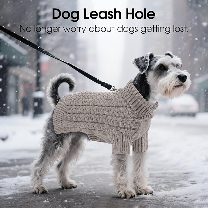 SAWMONG Dog Sweater, Dog Sweaters for Large Dogs Girls Boys, Pullover Turtleneck Knitted Doggy Sweatshirt, Cold Weather Pet Clothes（Grey, Large