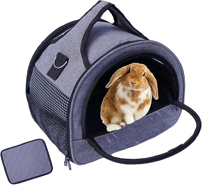 Guinea Pig Carrier, Small Pet Carriers for Rabbit Hamster Bird Bunny Bearded Dragon Kitty and Etc. Animal Bag with Stable Handle and Waterproof Pad, Easy Travel and Vet Visit-Large