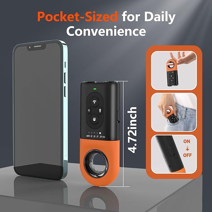 Dog Bark Deterrent Devices, Anti Barking Device for Dogs with Dual Emitters, 35 ft Range, LED Flashlight, Rechargeable Handheld Trainer, Safe & Effective, Stop Neighbors Dog