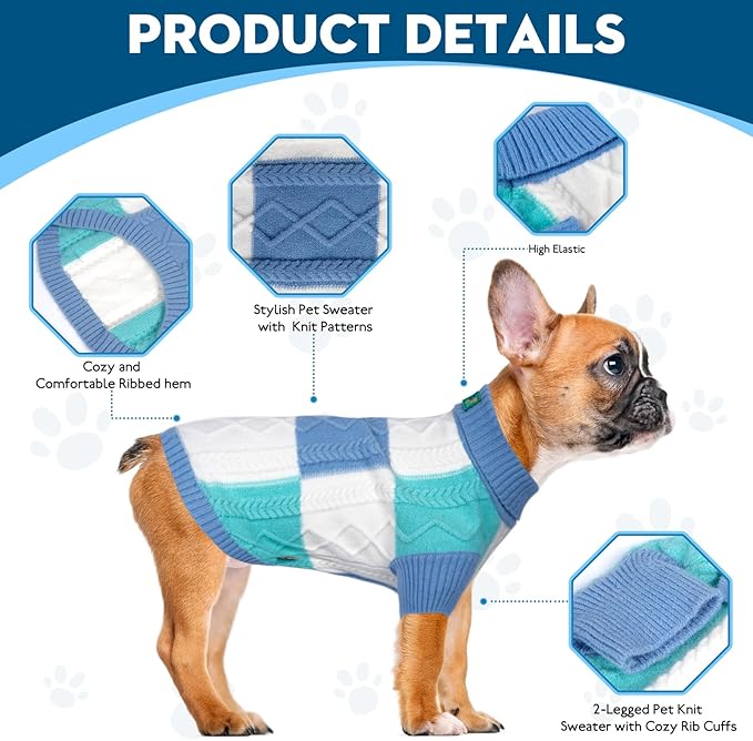 Pet Sweaters,Turtleneck Pullover Dog Sweater,Pet Sweaters for Dogs,Pet Clothes,Pet Clothing,Suitable for All Types of Dogs and Most Seasons (Blue Group,XL)