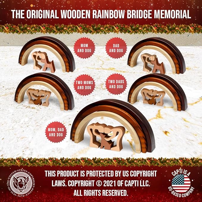 Capti Rainbow Bridge Dog Memorial Gifts, Cat Memorial Gifts - I'll Meet You at The Rainbow Bridge - Pet Loss Gifts, Bereavement, Sympathy Keepsake Dog Mom, Dog Dad for Loss of Pet (Dog and Mom)