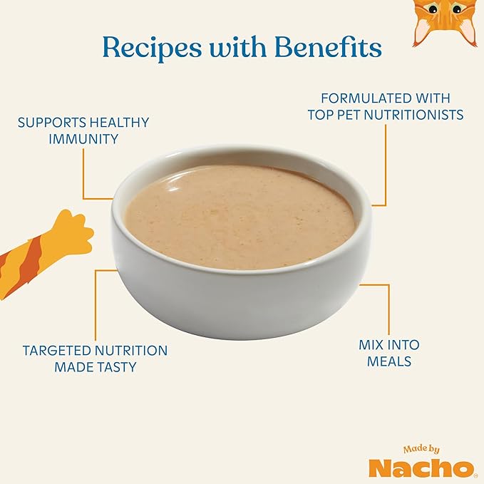 Made by Nacho Immune Support Cage-Free Chicken Puree, Meal Topper with Bone Broth, Wet Cat Food Topper, Immune System Support, Limited Ingredients, 1.4 oz. Each, 36 Count