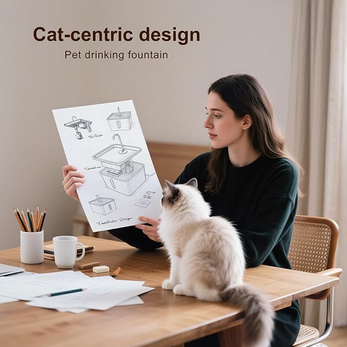 Stainless Steel Cat Water Fountain, 4L/135oz Automatic Circulation pet Water Dispenser, Quiet cat Bowl Water Dispenser, Suitable for Cats, Dogs and Multiple Pets. (Pet Fountain+2 Filters+2 Sponges)