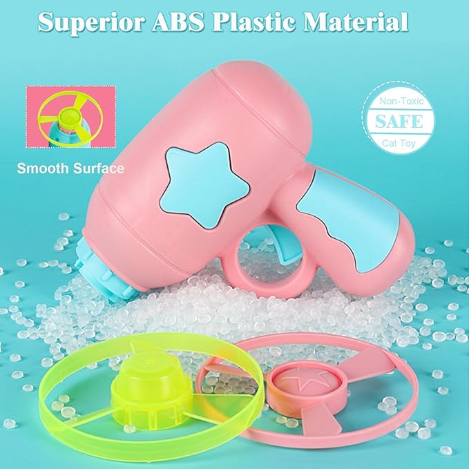 Cat Fetch Toy, Interactive Flying Cat Toy with 20 Flying Propellers, Kitten Tracks Toy for Training Hunting Chasing(Yellow)